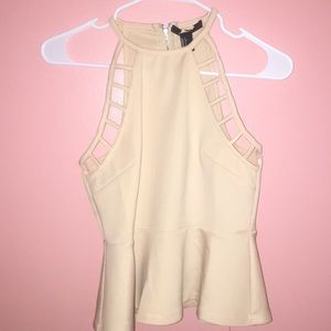 Nude cream peplum top